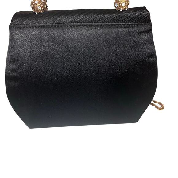 Sasha black textured jewel studs gold tone link chain Crossbody magnetic close - Picture 3 of 12
